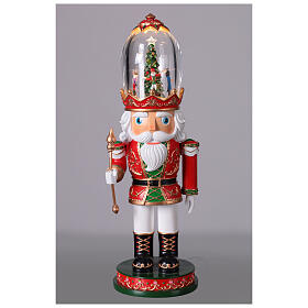 Nutcracker with animated snow globe hat, 14x14x40 cm resin