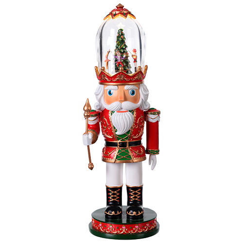 Nutcracker with animated snow globe hat, 14x14x40 cm resin 1