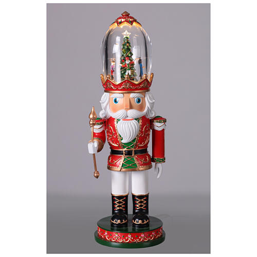 Nutcracker with animated snow globe hat, 14x14x40 cm resin 2