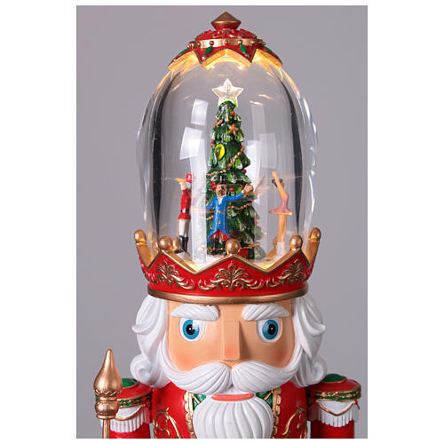Nutcracker with animated snow globe hat, 14x14x40 cm resin 3