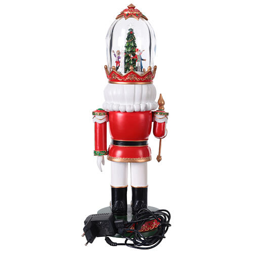 Nutcracker with animated snow globe hat, 14x14x40 cm resin 6