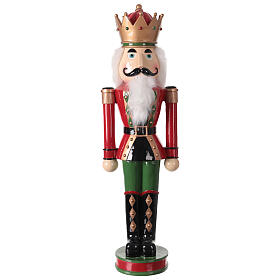 Red and green king nutcracker, 37 in, resin