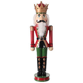 Red and green king nutcracker, 37 in, resin