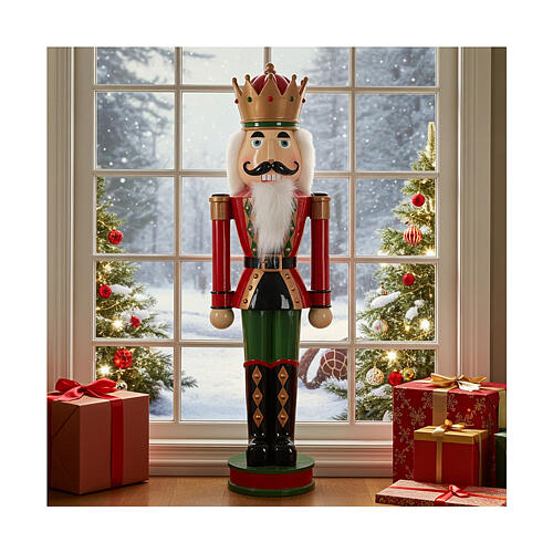 Red and green king nutcracker, 37 in, resin 2