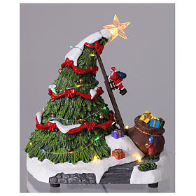 Carillon albero di Natale con Babbo Natale animato 25 cm