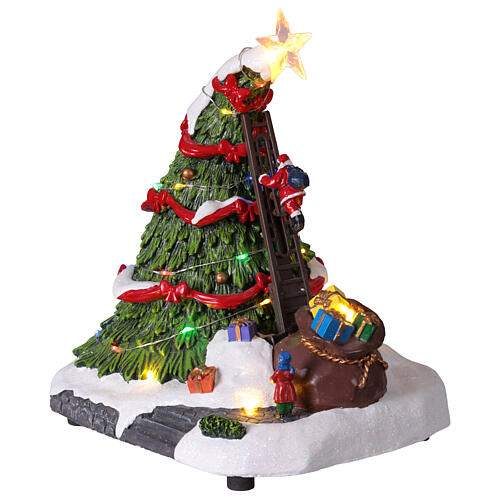 Carillon albero di Natale con Babbo Natale animato 25 cm 3