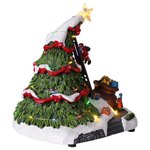 Carillon albero di Natale con Babbo Natale animato 25 cm 4