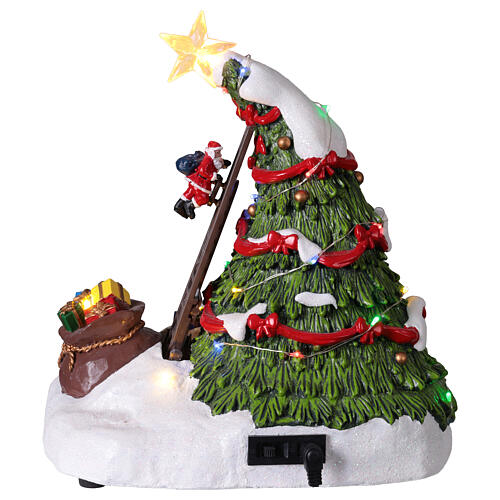 Carillon albero di Natale con Babbo Natale animato 25 cm 6