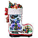 Carillón bota de Navidad con pueblo animado 35x20x45 cm s1