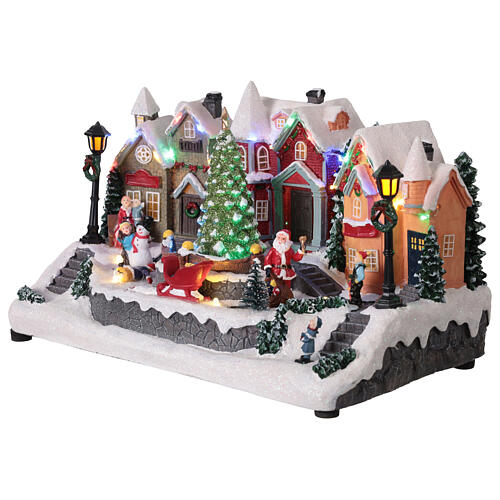 Christmas village with animated LED Santa Claus and music 30x20x20 cm 3