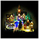 Christmas village scene with animated skaters and lights, 14x8x12 in s2