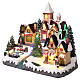 Scena del villaggio natalizio con pattinatori animati luci e misura 35x20x30 cm s3