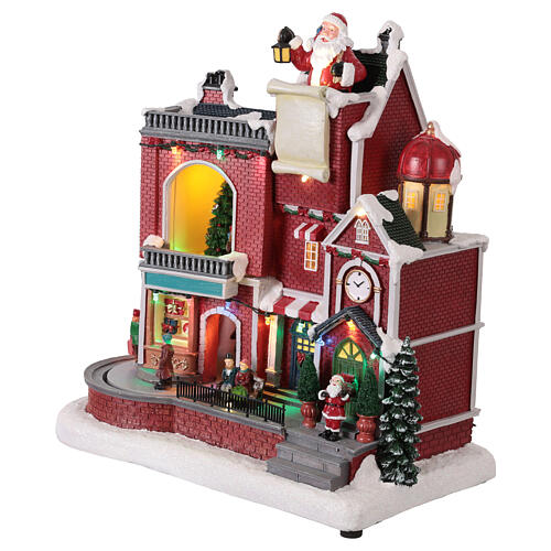 Animated Santa's red house with LED lights and music, 12x8x14 in 3