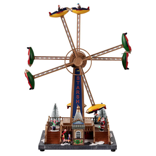 Christmas merry-go-round with airplanes: animated scene with lights and music, 14x7.5x19 in 5