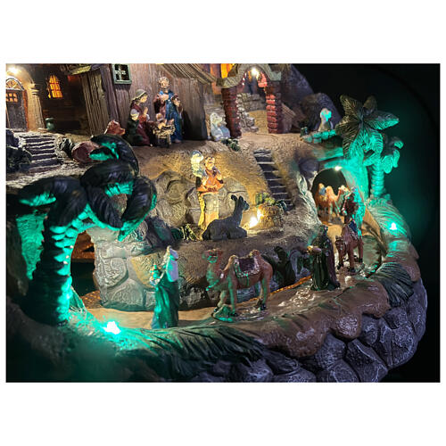Villaggio presepe natività animato led e musica 40 cm 7