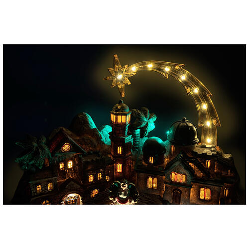 Cenário natalino presépio Natividade animada com LED e música 40 cm 5