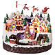 Gingerbread village with animated train, lights, and music, 16.5x15.5x14.5 in s1