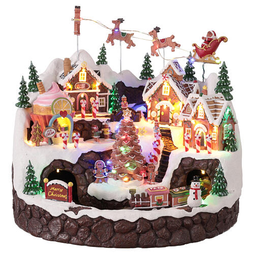 Gingerbread village with animated train lights and music, 42x40x35 cm 1