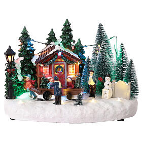 Carillon vendita abeti di Natale led animato 30x20x20 cm