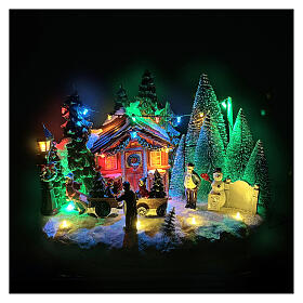 Carillon vendita abeti di Natale led animato 30x20x20 cm