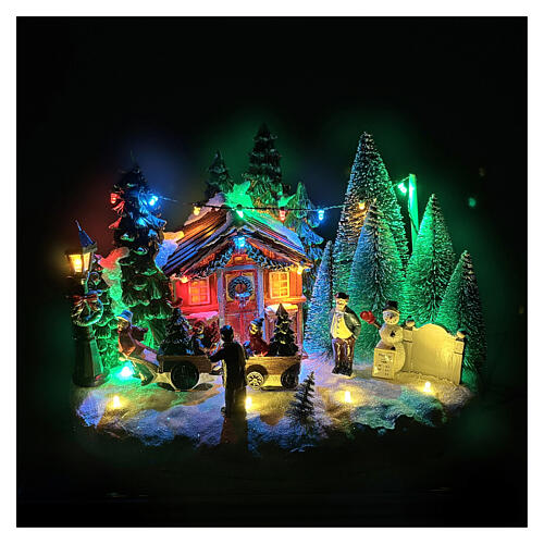 Caixa de música venda de pinheiros de Natal com LEDs animados 30x20x20 cm 2