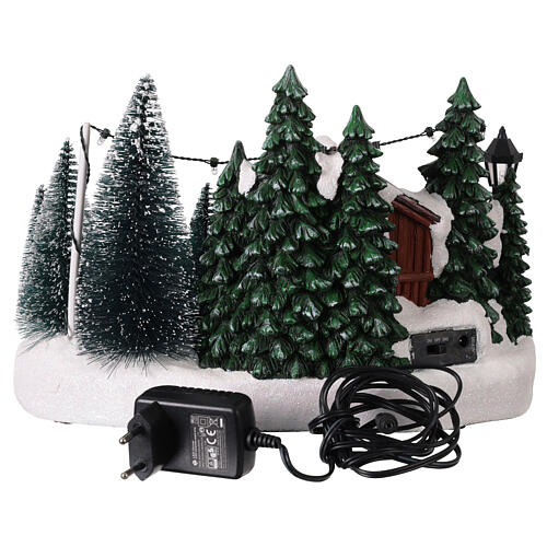 Caixa de música venda de pinheiros de Natal com LEDs animados 30x20x20 cm 5