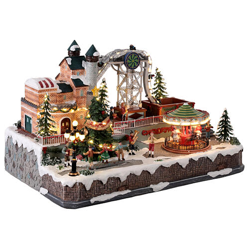 Parque de diversiones navideño animado luces y música 60x45x40 cm 5