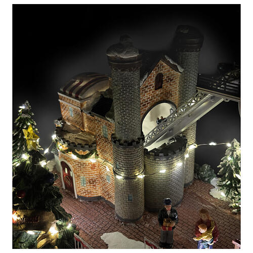 Parque de diversiones navideño animado luces y música 60x45x40 cm 6