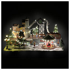 Parco divertimenti natalizio animato luci e musica 60x45x40 cm