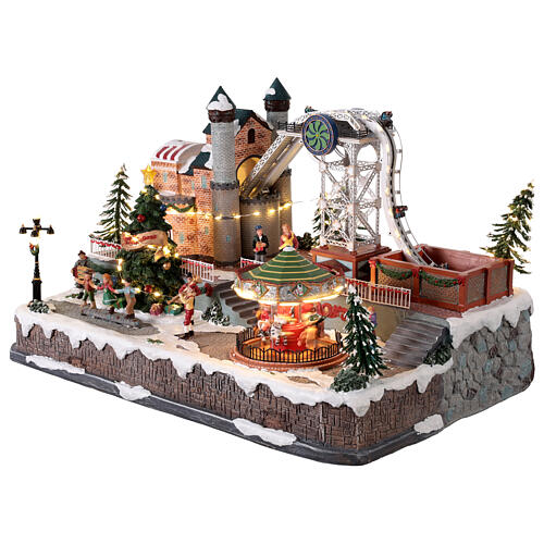 Parco divertimenti natalizio animato luci e musica 60x45x40 cm 3