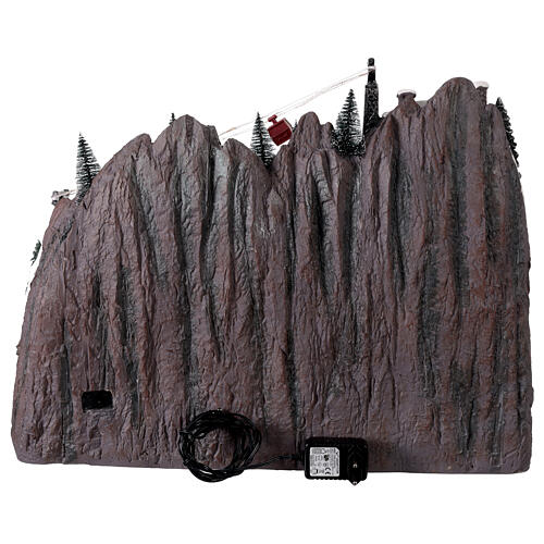 Scena di montagna con bambini che pattinano animati luci e musica 55x35x40 cm 7