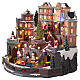 Town Hall with Christmas tree and animated train with lights and music, 45x40x40 cm s3