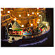 Town Hall with Christmas tree and animated train with lights and music, 45x40x40 cm s4
