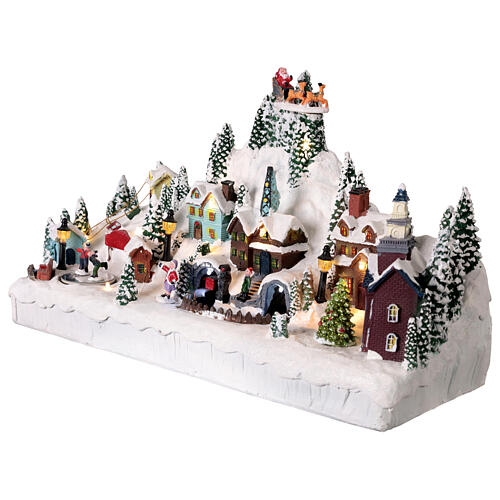 Città di campagna innevata animata luci e musica 45x12x25 cm 3