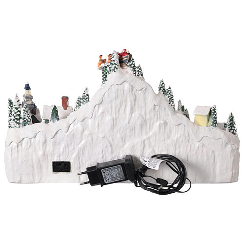 Città di campagna innevata animata luci e musica 45x12x25 cm 5
