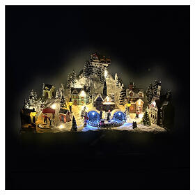 Cidade do campo coberta de neve, iluminada e musical, 45x12x25 cm