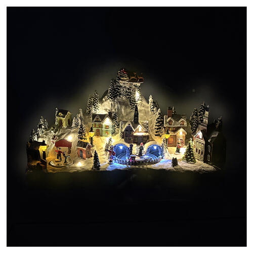Cidade do campo coberta de neve, iluminada e musical, 45x12x25 cm 2