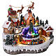 Villaggio di Natale con slitta di Babbo Natale animata luci e musica 35x25x25 cm s4