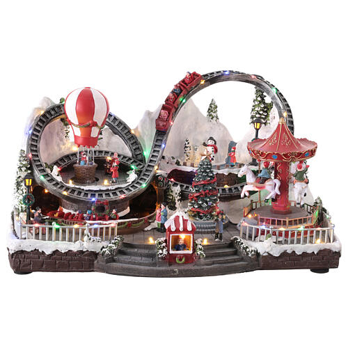 Giostre di Natale animate luci e musica 55x35x30 cm 1