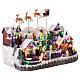 Villaggio di Natale con renne e Babbo Natale volanti animati luci e musica 40x25x30 cm s4