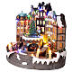 Municipio con albero di Natale al centro movimento luci e musica 30x20x25 cm s3