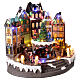 Municipio con albero di Natale al centro movimento luci e musica 30x20x25 cm s4