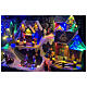 Villaggetto di montagna con ruscello e pattinatori animati luci e musica 60x35x40 cm s6