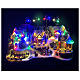 Mountain Christmas village with stream and animated skaters lights and music 60x35x40 cm s2