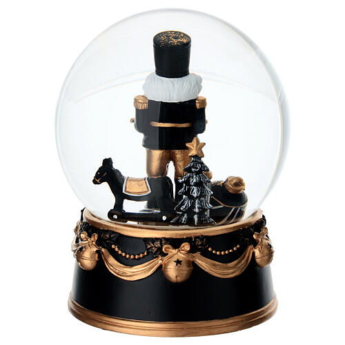 Globo de neve quebra-nozes acabamento preto e bronze 12x15 cm 5