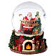 Palla di neve Babbo Natale caminetto 13x15 cm s1