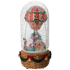 Palla di neve mongolfiera Babbo Natale con musica 12x25 cm