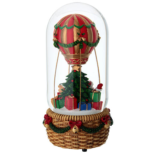 Palla di neve mongolfiera Babbo Natale con musica 12x25 cm 5