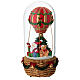 Palla di neve mongolfiera Babbo Natale con musica 12x25 cm s3