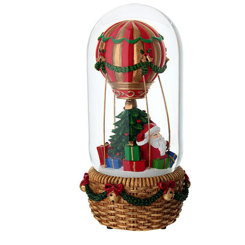 Szklana kula śnieżna w kształcie balonu z Mikołajem i muzyką – 12x25 cm 4